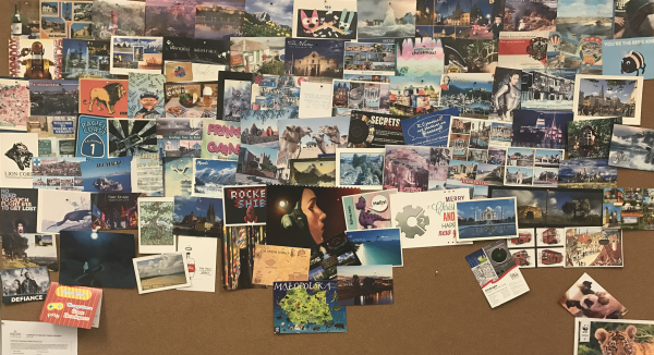 Wall of postcards