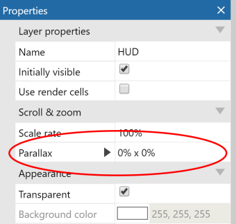 Editing the Parallax property to zero