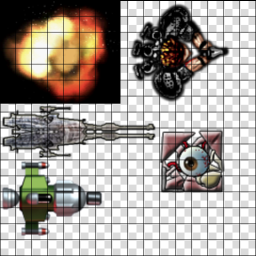 Spritesheet with 16x16 grid drawn over it