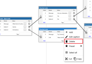 Context menu option to delete a node