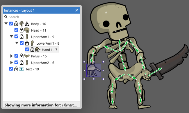 Using the Instances Bar to edit a hierarchy.