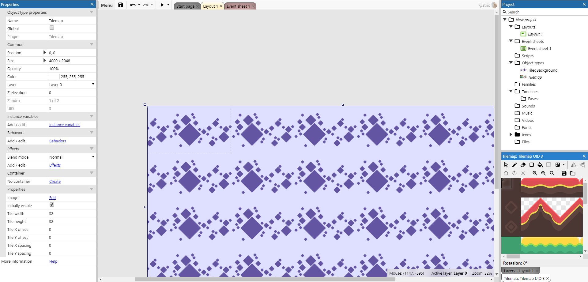 Adding platforms with the Tilemap object
