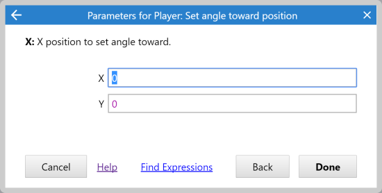 Parameters dialog