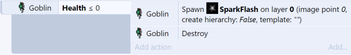 Event to destroy goblins
