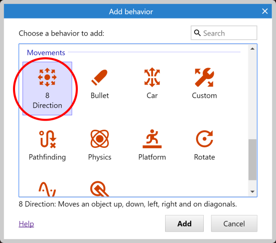 Adding the 8 direction behavior