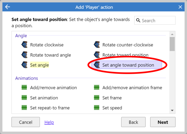 Player object actions