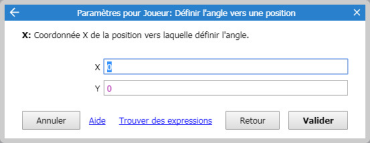Fenêtre de dialogue des paramètres