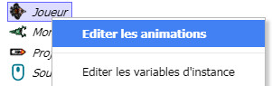 Éditer les animations du Joueur