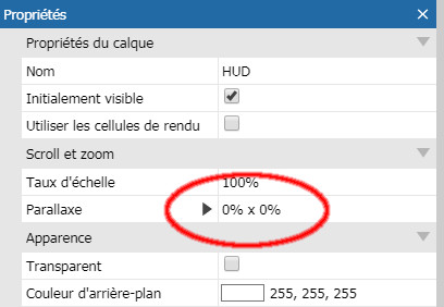 Éditer la propriété Parallaxe à zéro