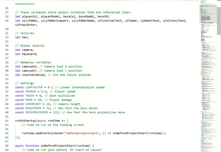 A code minimap in a larger file showing on the right by the scrollbar.