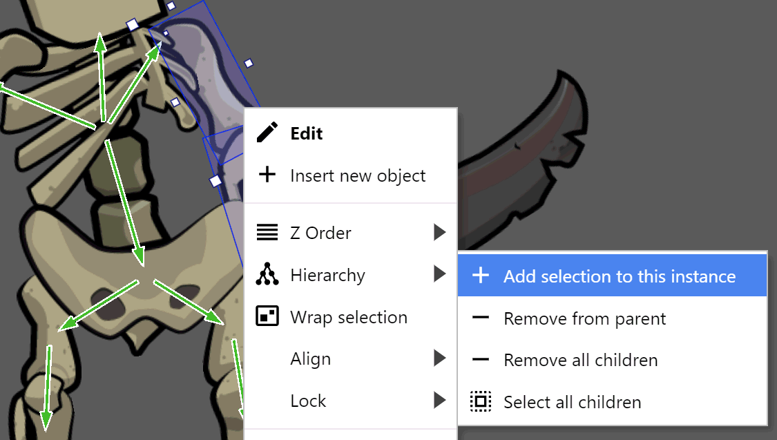 Setting up a skeleton hierarchy in the editor