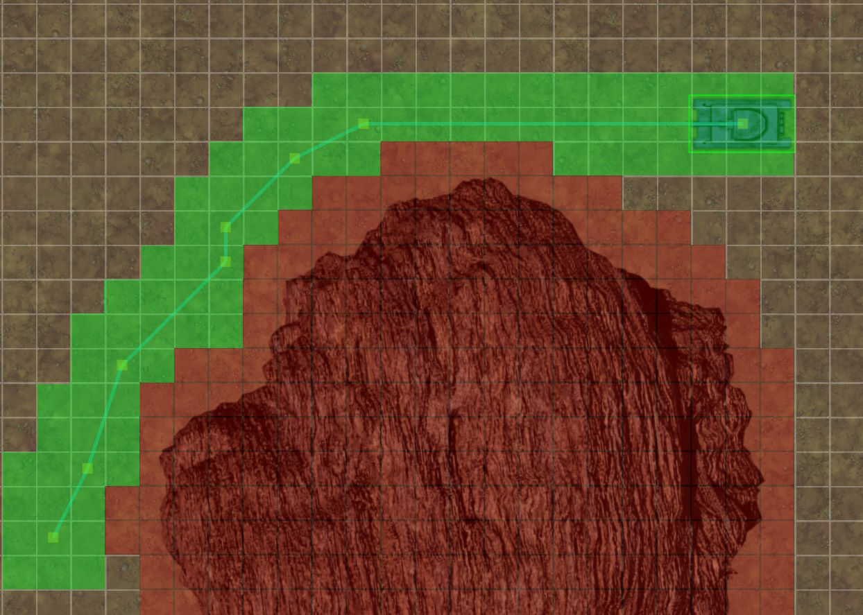 Enlarging the area of the path that adds a cost, using the cell spread.