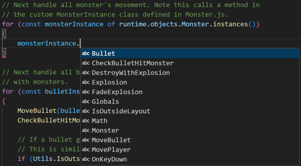 JavaScript autocomplete in VS Code, listing incorrect suggestions as it doesn't have type information.