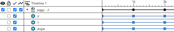 The timeline with an angle property track added.