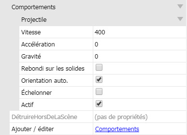 Les propriétés du Comportement Projectile