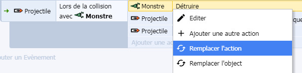 Remplacer une action