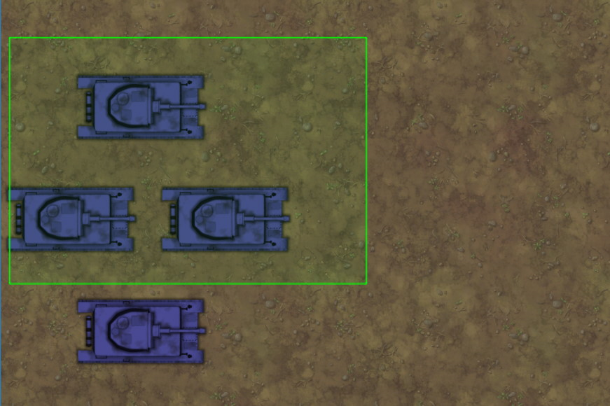 Dragging a selection box to mass-select a group of units.