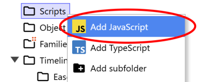 Adding a script file to a project