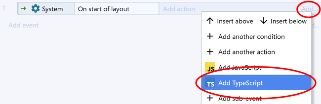 Adding a TypeScript action.