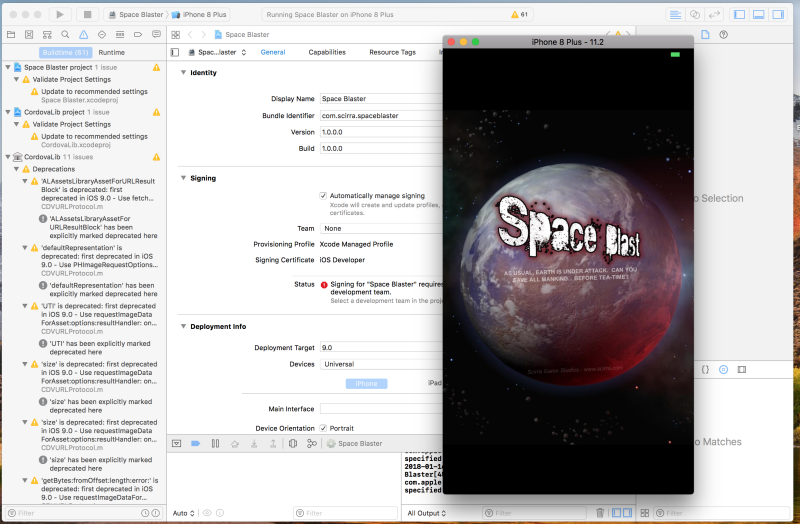 running app on the simulator
