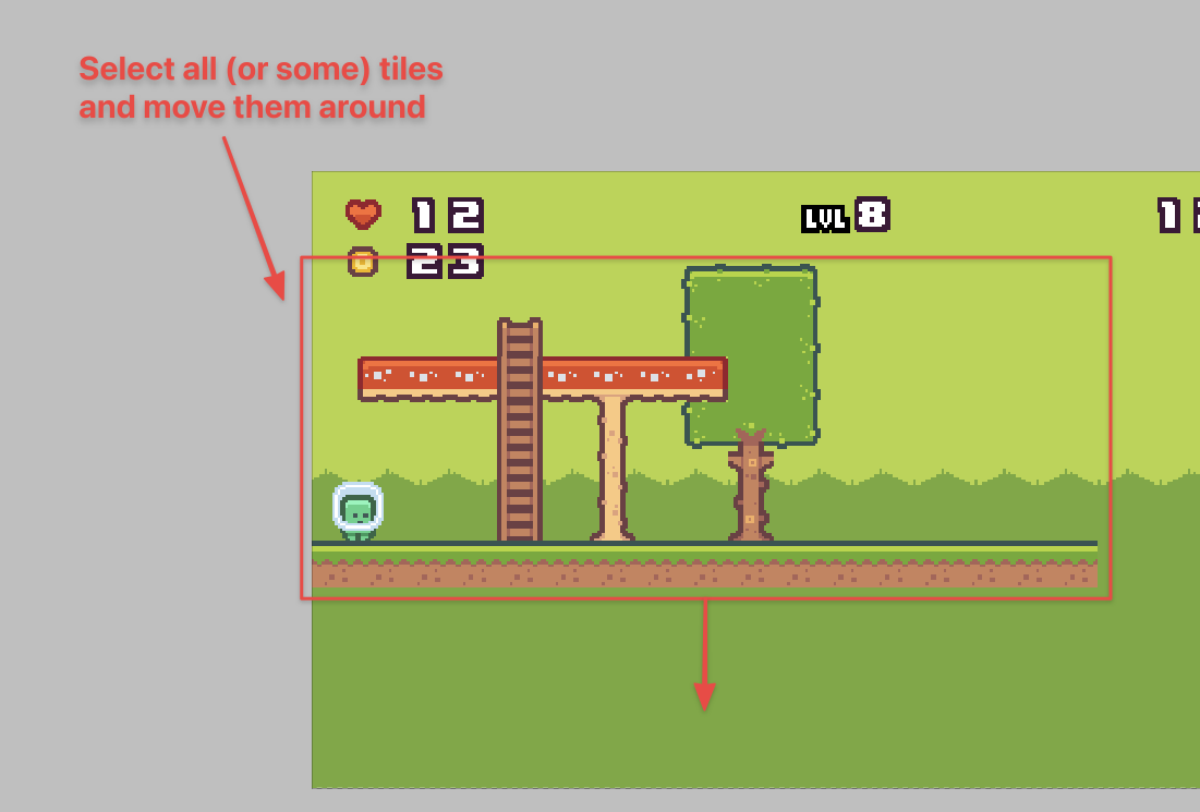 How do I move a bunch of tiles at the same time?