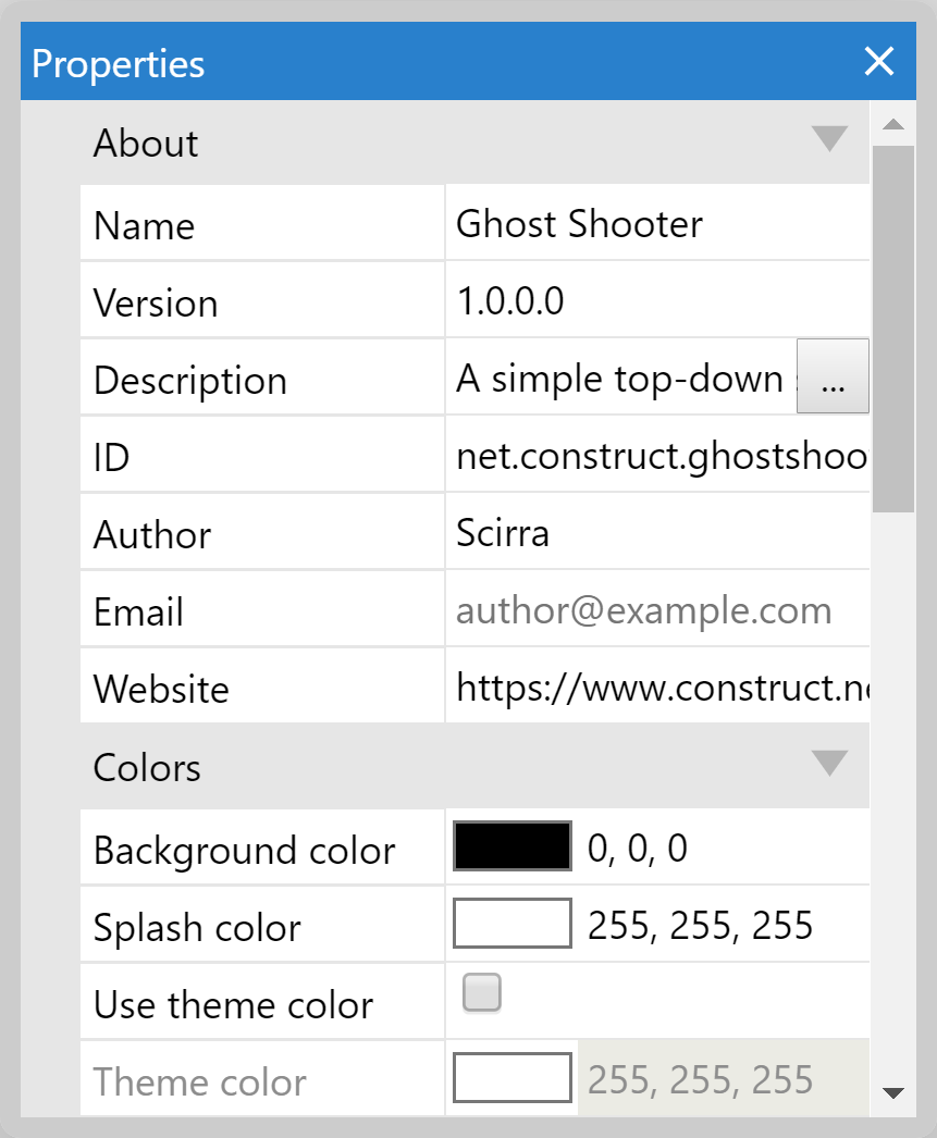 The Properties Bar - Construct 3 Documentation