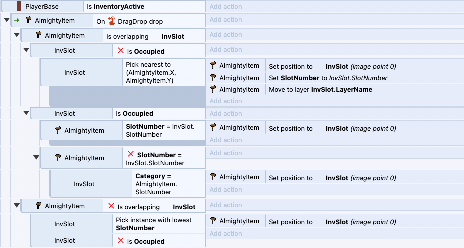 How do I use drag and drop in an inventory successfully?