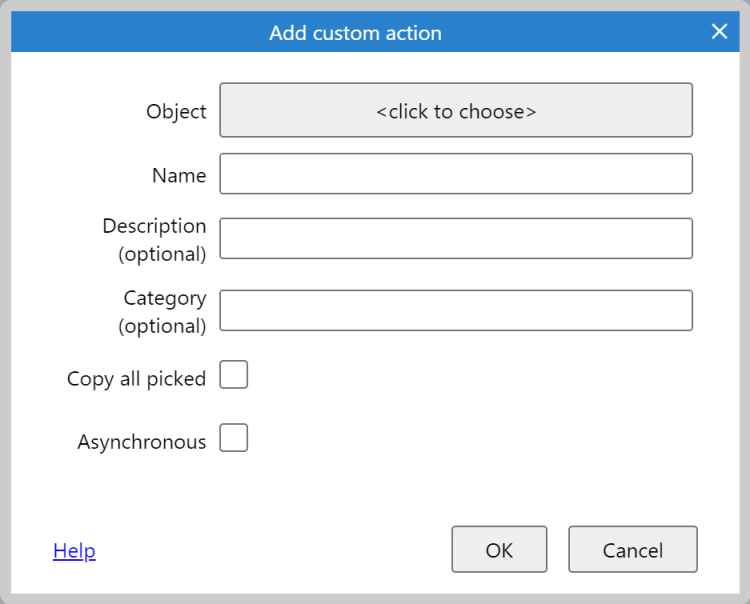 Add/edit custom action dialog - Construct Animate Documentation