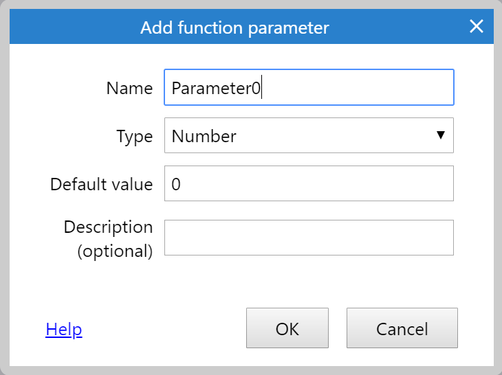 Add/edit function parameter dialog - Construct Animate