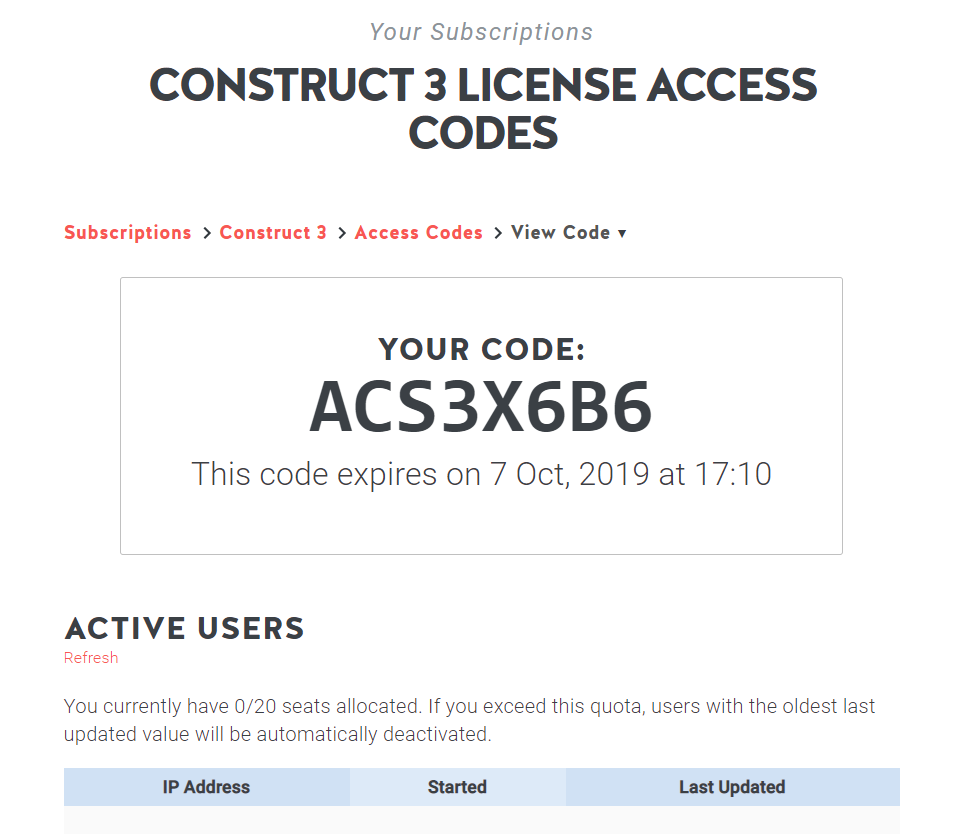 Access codes