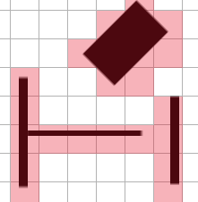 Pathfinding grid with obstacles highlighted