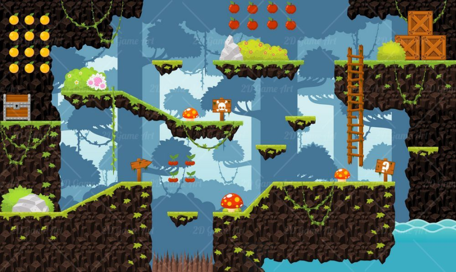 Mine Platformer 2D Game Tileset 