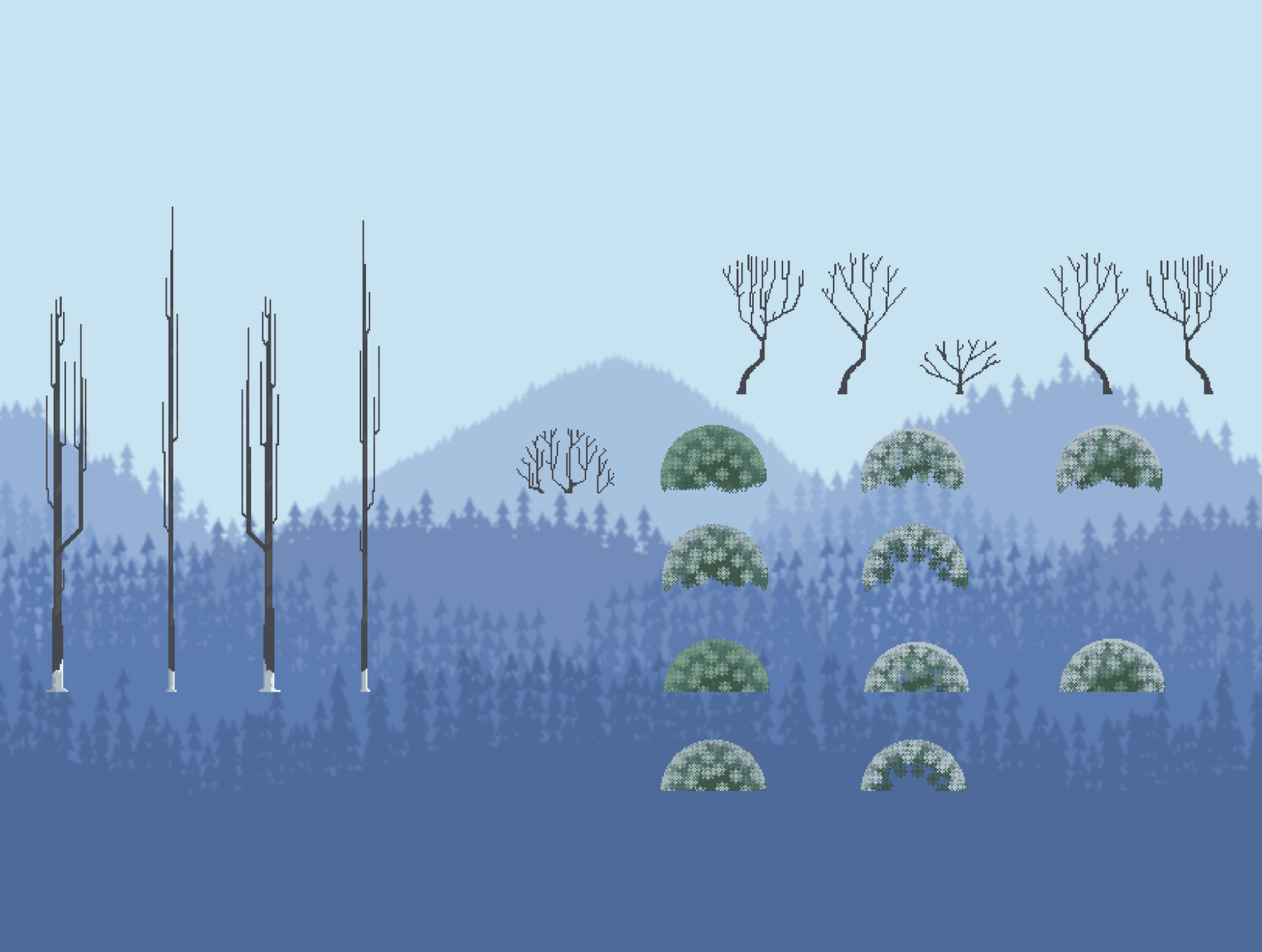 Pixel Art Snowy Forest - Game Backgrounds