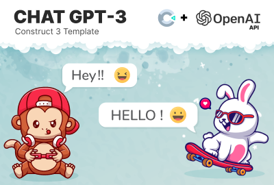 Chat GPT-3 OpenAI Construct 3 Chat Template main cover image