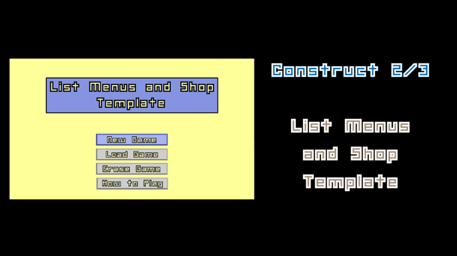 List Menus & Shop Template - Game Templates