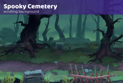 Spooky Cemetery - Scrolling Background main cover image