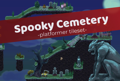 Spooky Cemetery - Platformer Tileset main cover image