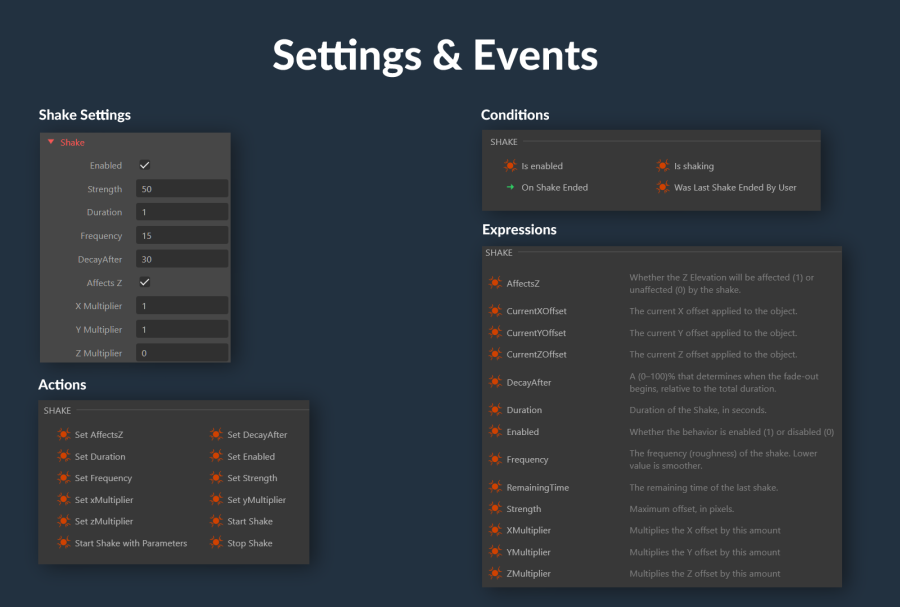 Shake Behavior - Construct 3 Addons