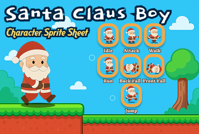 Christmas Santa Boy 2D Character Sprite Sheet main cover image
