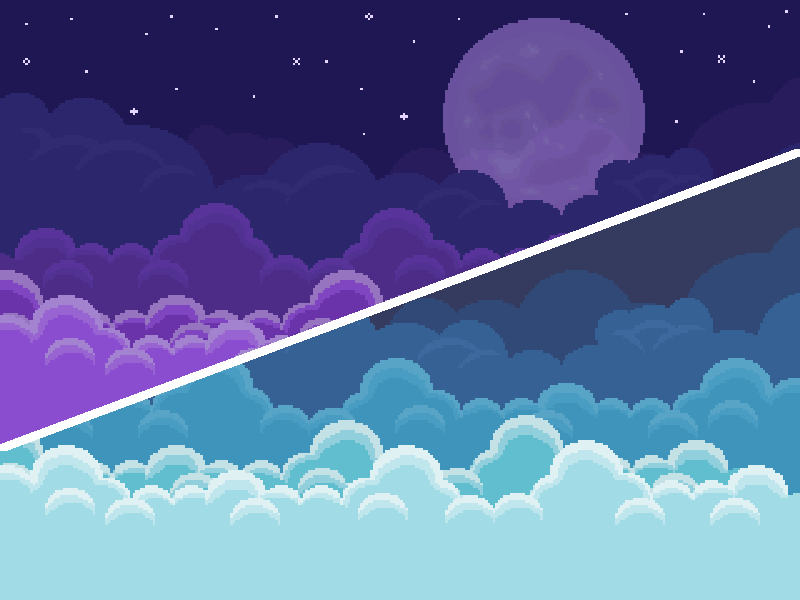 2D Pixel Art Backgrounds ( 10 Sky & Cloud ) - Game Backgrounds