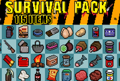 2D Survival Pack 115 Pixel Art Items main cover image