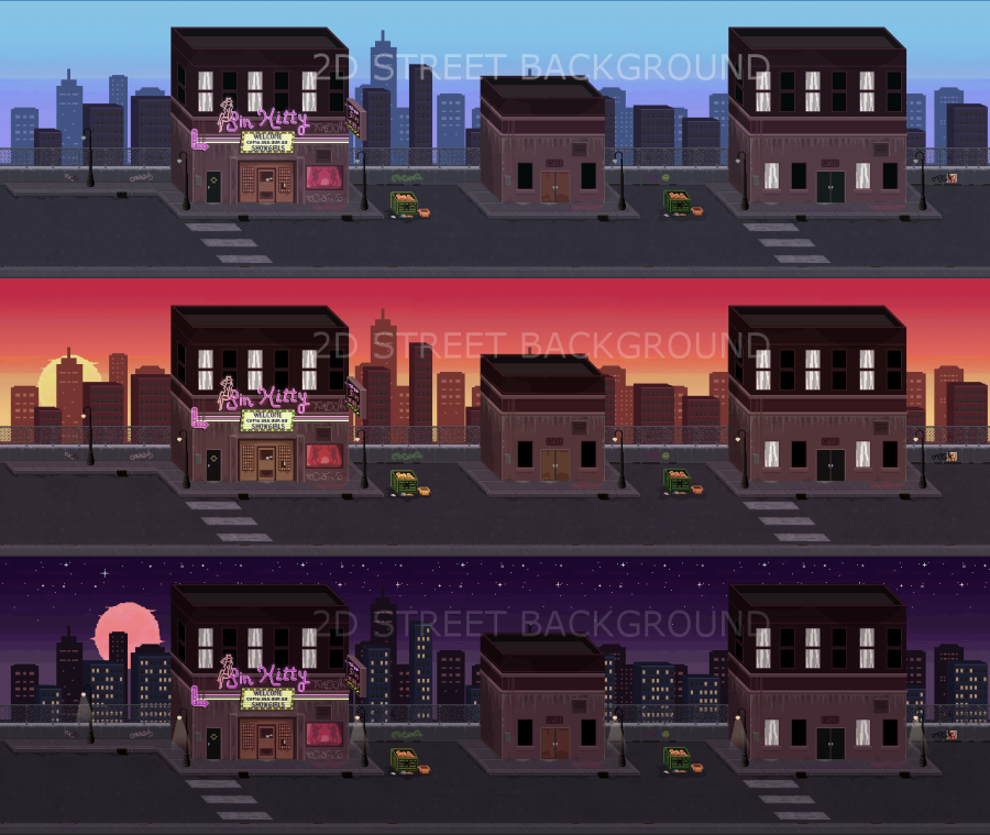 2D Street and Road Backgrounds Pack - Game Backgrounds